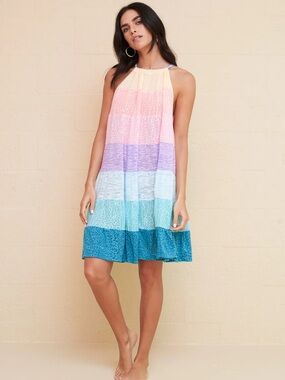 PITUSA NWT Popsicle Pastel Rainbow Lightweight Mini Halter Dress One Size